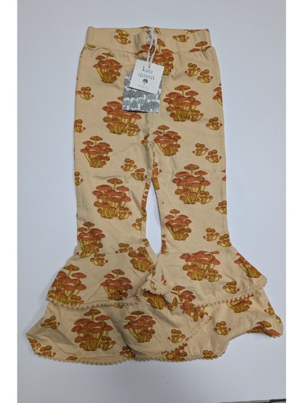 Kate Quinn Organic Cotton Mushroom Anne Pants Mushies Fungi Ruffle Flares 3T